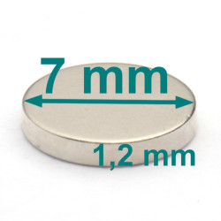 small thin neodymium disc magnet D7x1,2 mm