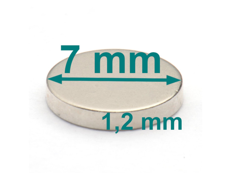 small thin neodymium disc magnet D7x1,2 mm