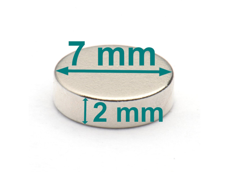 liten flat neodymmagnet D7x2