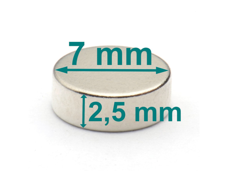 liten neodymmagnet D7x2,5 mm