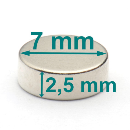 D7 x 2,5 / N38 - Neodymium magnet (NdFeB)