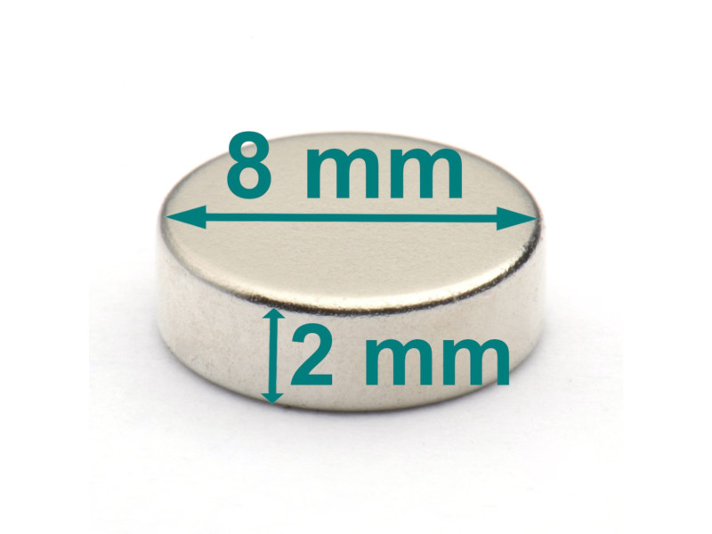 D8x2 liten neodymmagnet med skive