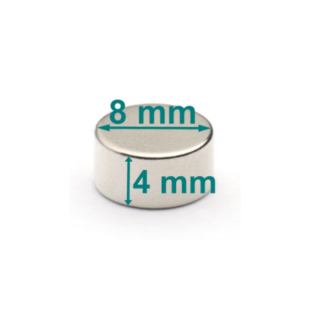 D8 x 4 / N38 - magnet de neodim (NdFeB)