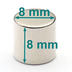 D8x8 mm neodymmagnet med skive