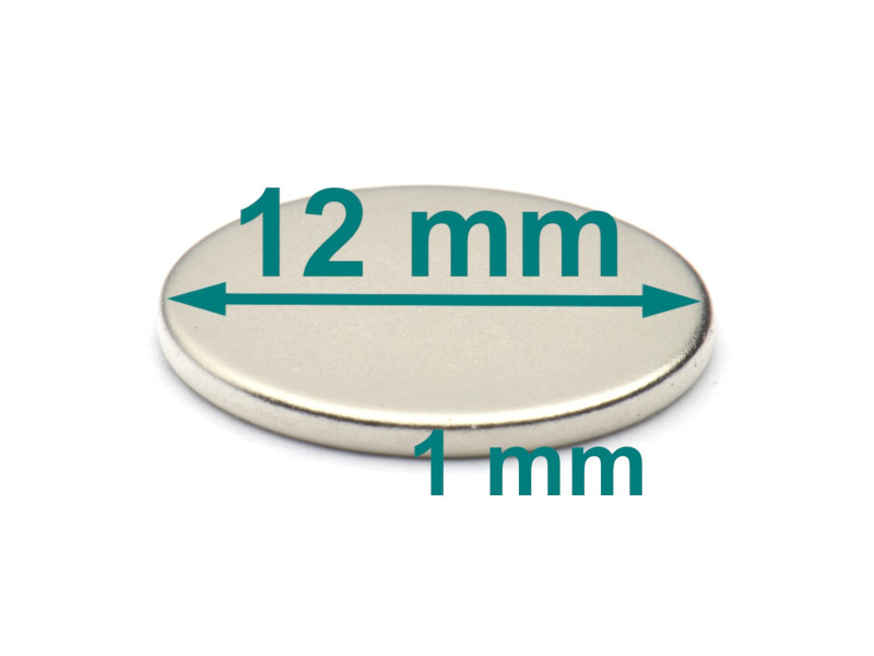 tynn, flat neodymmagnet D12x1 mm