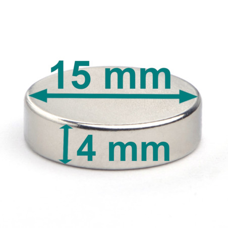 D15 x 4 / N38 - Neodymový magnet (NdFeB)