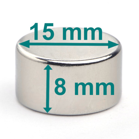 D15 x 8 / N38 - Neodymium magnet (NdFeB)