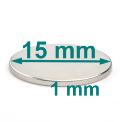 tynn neodymmagnet D15x1