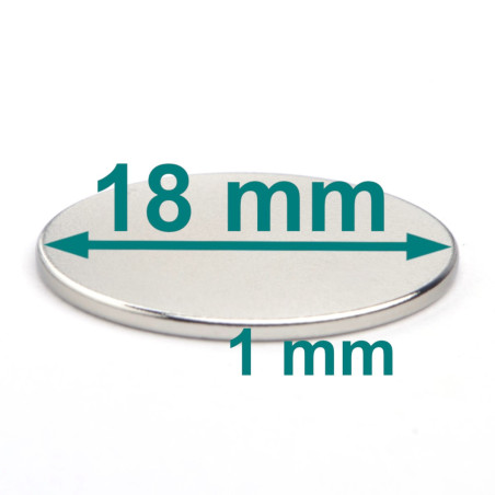 D18 x 1 / N38 - Neodymium magnet (NdFeB)