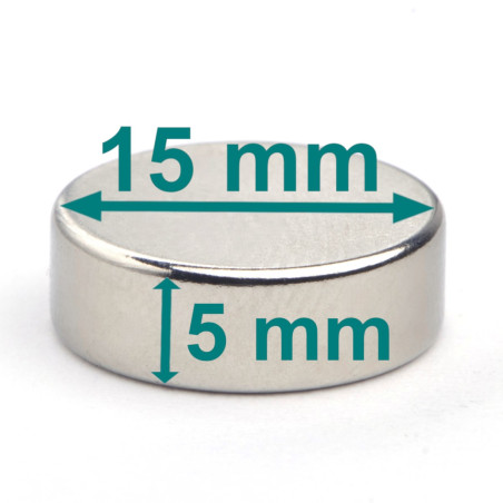 D15 x 5 / N38 - Magnete al neodimio (NdFeB)