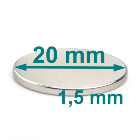D20 x 1,5 / N38 - Neodimyum mıknatıs (NdFeB)