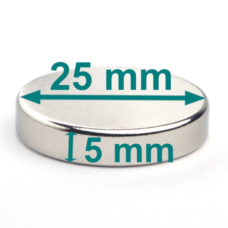 D25 x 5 / N38 - Neodymium magneet (NdFeB)