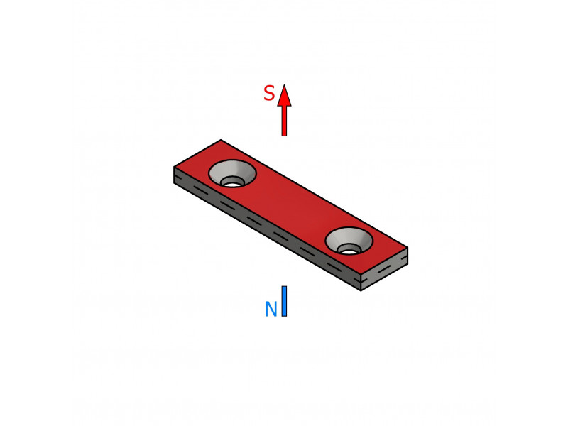 40 X 10 X 5 - D7,2/d3,6 / N38 - Neodymmagnet (NdFeB)