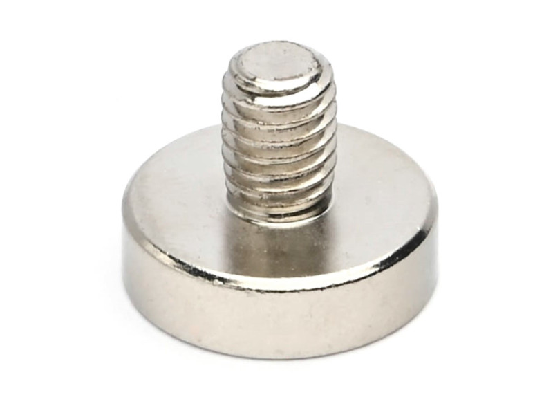 Magnet, diameter 16 mm, M6 utvändig gänga, neodymium