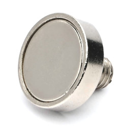 Magnet, diameter 16 mm, M6 utvendig gjenge, neodymium