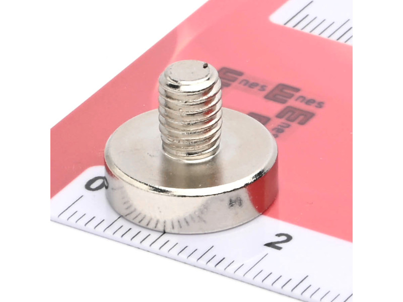 Mıknatıs, çap 16 mm, M6 dış dişli, neodimyum