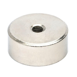 Magneetti, halkaisija 19 mm, sisäkierre M4, korkeus 8 mm, neodyymi magneetti.