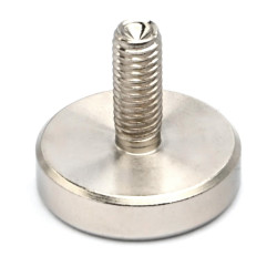 Magnet, diameter 20 mm, M5 utvändig gänga, höjd 18 mm, neodymium