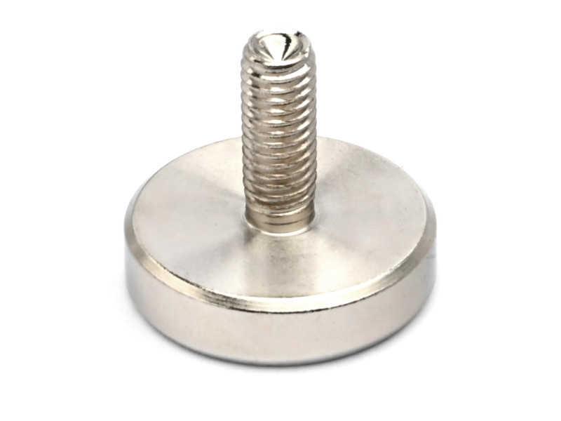 Magnet, diameter 20 mm, M5 utvändig gänga, höjd 18 mm, neodymium