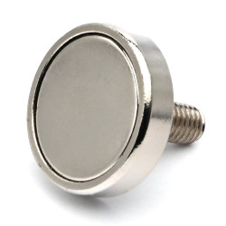 Mıknatıs, çap 20 mm, M5 dış dişli, yükseklik 18 mm, neodimyum