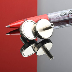 Mıknatıs, çap 20 mm, M5 dış dişli, yükseklik 18 mm, neodimyum