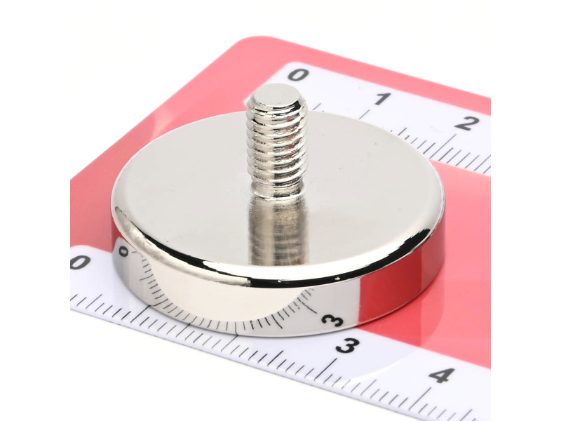 Magnet, diameter 32 mm, M6 utvendig gjenge, neodymium