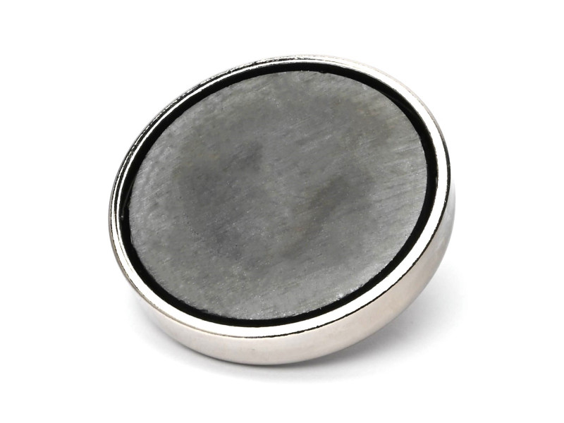 Magnet i hus, diameter 57 mm, med skruestik M8 - ferrit
