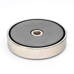 Magnet, diameter 63 mm, M8 innvendig gjenge, høyde 14 mm, ferritt