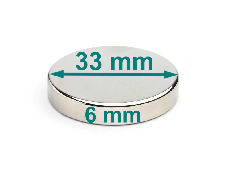 D33x6 N38 neodymmagnet på skive