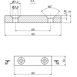 40 X 10 X 5 - D7,2/d3,6 / N38 - Neodymmagnet (NdFeB)