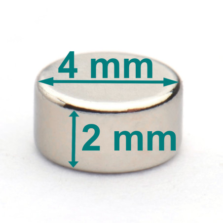 D4 x 2 / N38 - magnet de neodim (NdFeB)