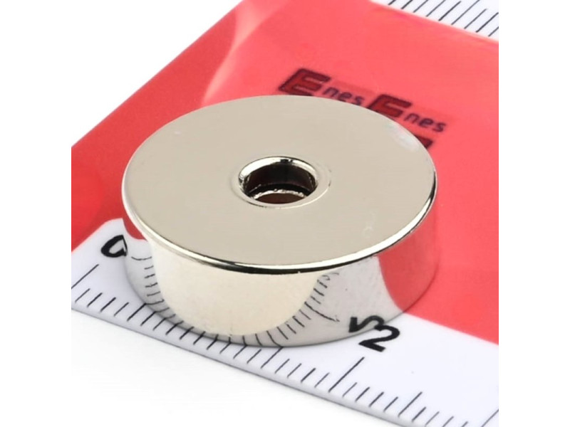Gövde içinde mıknatıs, çap 20 mm, havşa başlı vida için delikli, neodimyum