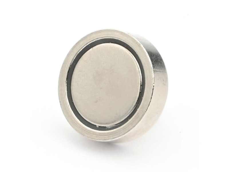 Magnet i hölje, diameter 16 mm, med skruvhylsa M4 - neodymium