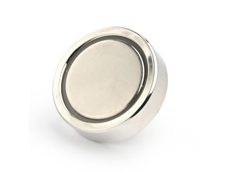 Magnet i hus, diameter 25 mm, med skrueinnfatning M4 - neodym