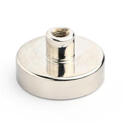 Magnet i hus, diameter 25 mm, med skrueinnfatning M4 - neodym