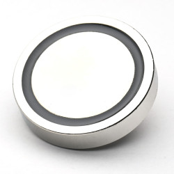 Magnet i hus, diameter 40 mm, med skruehylse M6 - neodymium