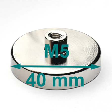 HM 40 x 8,5 x M6 in x 15,5 / N - Neodym Topfmagnet (NdFeB)