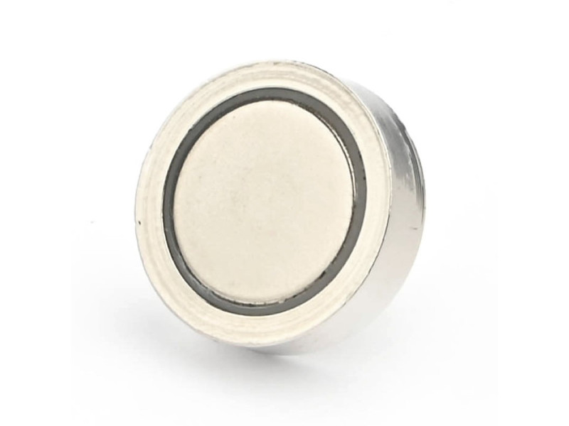 Magnet, diameter 16 mm, M5 utvändig gänga, neodymium