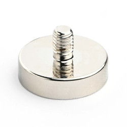 Magnet, diameter 20 mm, M5 utvendig gjenge, neodymium