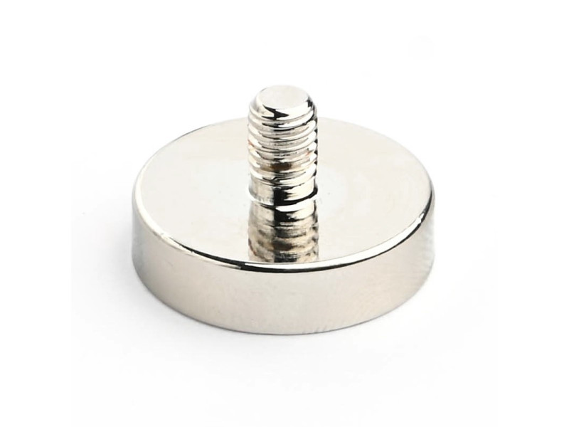 Magnet, diameter 20 mm, M5 utvändig gänga, neodymium