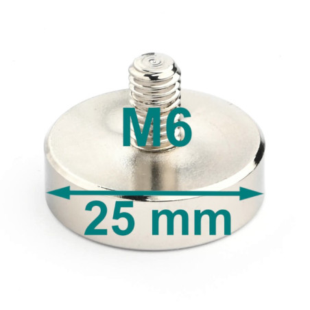 HM 25 x 7 x M6 out x 17 / N - Neodym Topfmagnet (NdFeB)