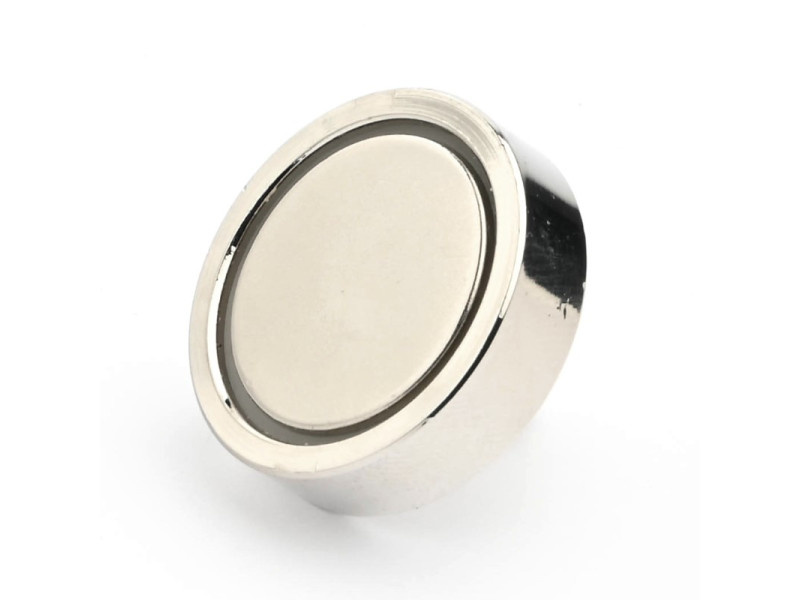 Magnet, diameter 25 mm, M6 utvendig gjenge, neodymium