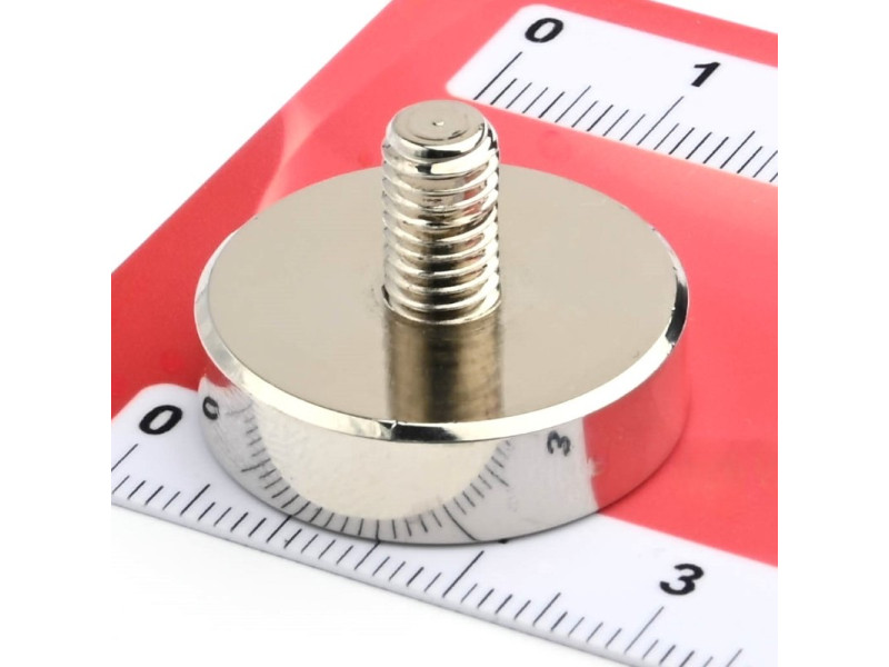 Mıknatıs, çap 25 mm, M6 dış dişli, neodimyum
