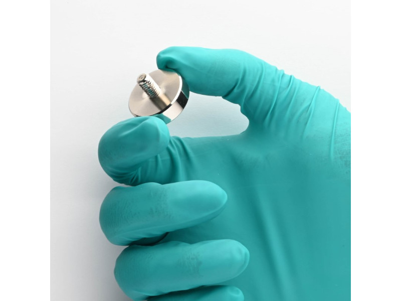 Magnet, diameter 25 mm, M6 utvendig gjenge, neodymium