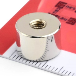 Magnet, diameter 12 mm, M4 invändig gänga, höjd 8 mm, neodymium