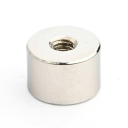 Magnet, diameter 12 mm, M4 indvendigt gevind, højde 8 mm, neodymium