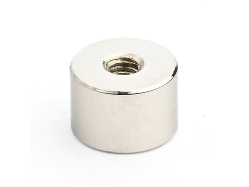 Magneet, diameter 12 mm, M4 binnendraad, hoogte 8 mm, neodymium