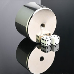 Mıknatıs, çap 65 mm, M10 iç dişli, yükseklik 40 mm, neodimyum