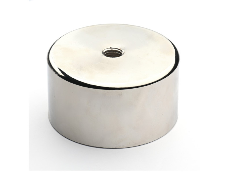 Magnet, diameter 75 mm, M12 innvendig gjenge, høyde 40 mm, neodymium