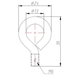 Gebogene Haken M6x6/36